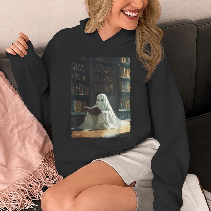 Ghost Library Halloween Book Reading Books Lover Teacher Unisex Hoodie, funny design