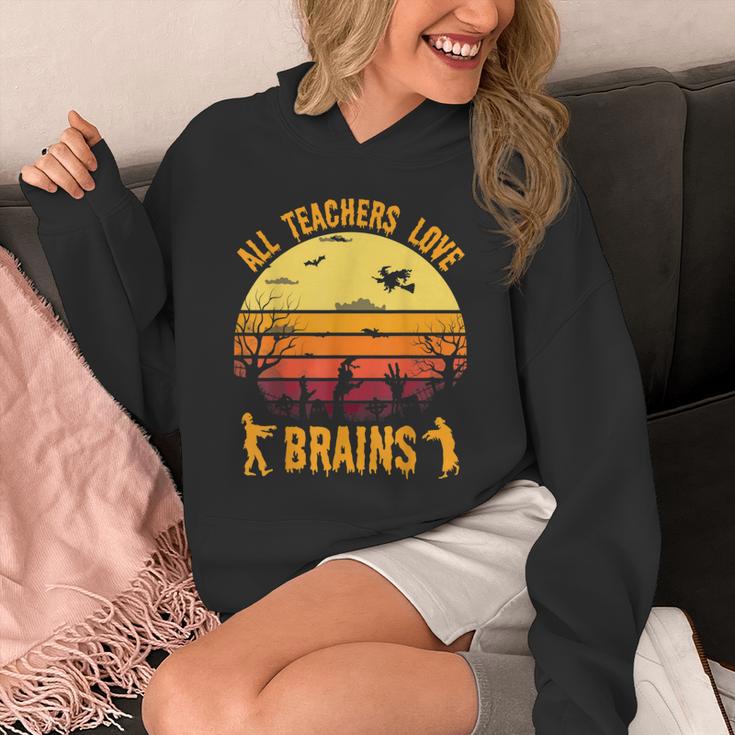 Halloween Costume Teacher Love Brains Zombie Unisex Hoodie, funny design
