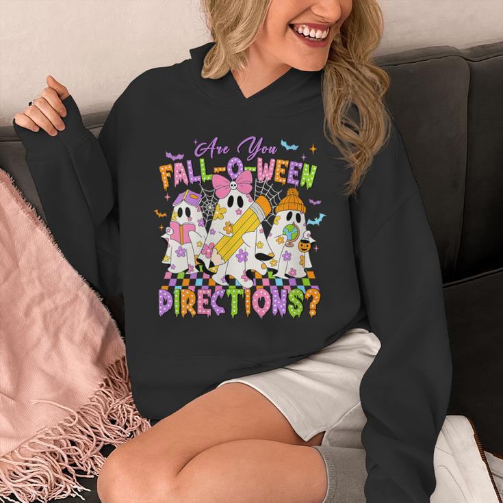 Halloween Floral Ghost Teacher Are You Falloween Directions Unisex Hoodie, funny design