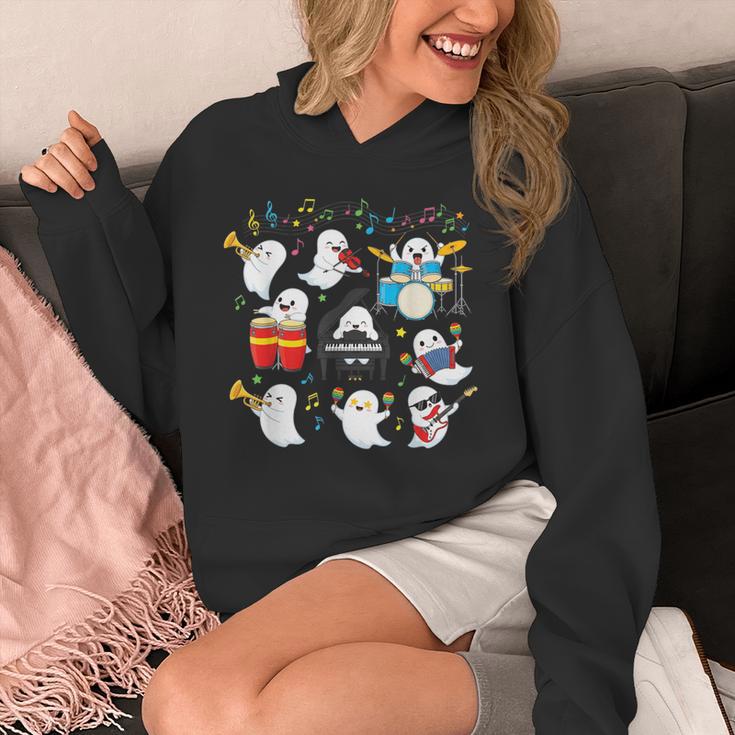Halloween Music Teacher Ghost Playing Musical Instruments Unisex Hoodie, funny design Halloween Music Teacher Ghost Playing Musical Instruments Unisex Hoodie, funny design