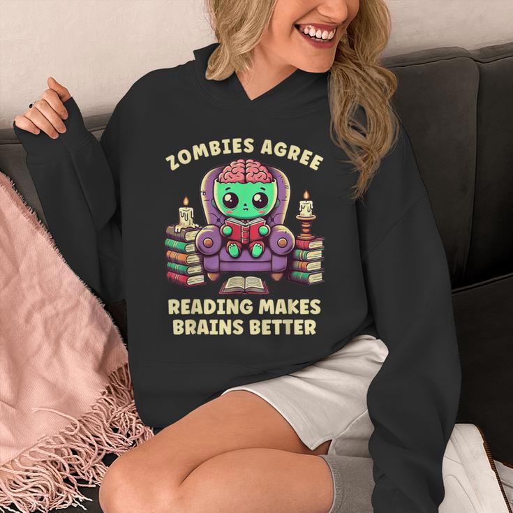 Halloween Teacher Zombie Reading Is Good For Brains Unisex Hoodie, funny design