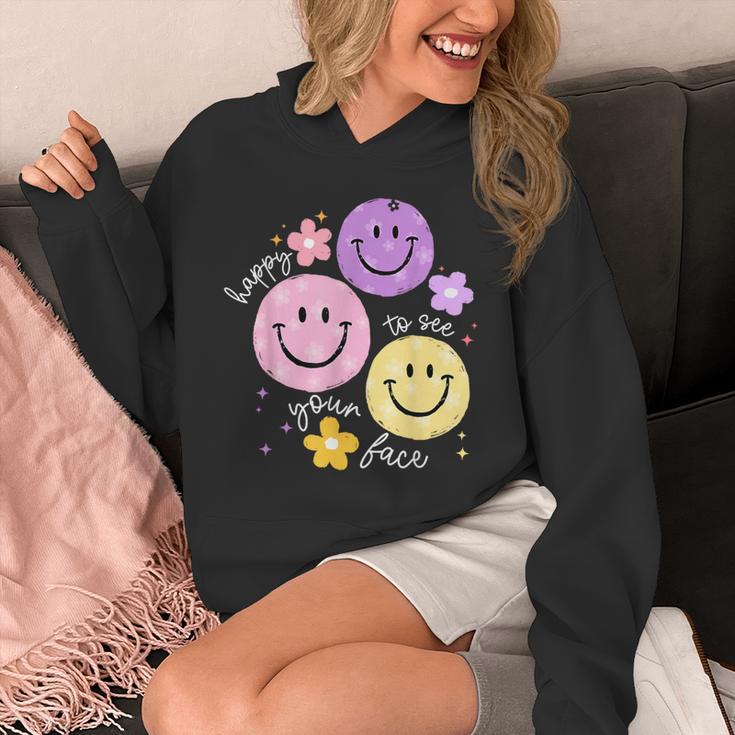 Happy To See Your Face Teacher Flower Back To School Unisex Hoodie, funny design