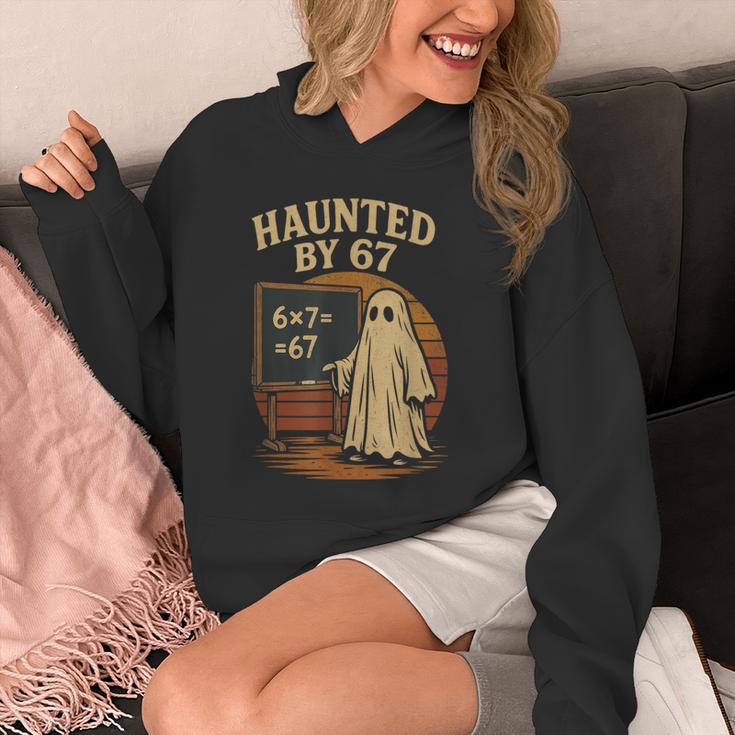 Haunted By 67 Ghost Math Joke Student Halloween Nerd Teacher Unisex Hoodie, funny design