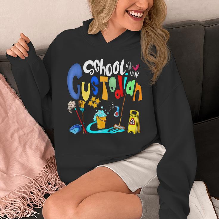 We Heart Love Our School Custodian For Teacher & Kids Unisex Hoodie, funny design