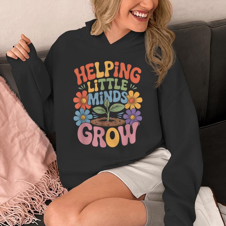 Helping Little Minds Grow Teacher First Day Back To School Unisex Hoodie, funny design