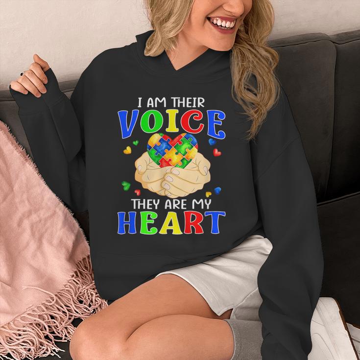 I Am Their Voice They Are My Heart Autism Awareness Teacher Unisex Hoodie, funny design