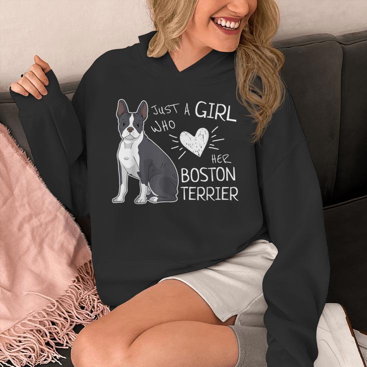 Just A Girl Who Loves Her Boston Terrier Puppy Love Unisex Hoodie, funny design