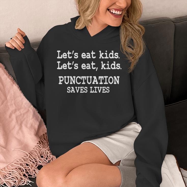 Let's Eat Kids Punctuation Saves Lives Teacher Unisex Hoodie, funny design