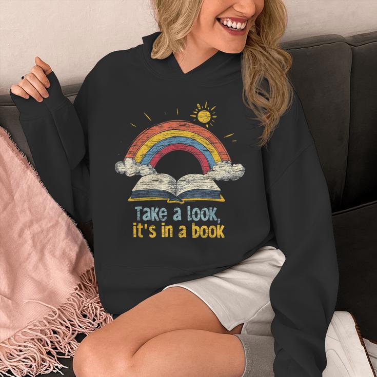 Take a Look It's In a Book Vintage Reading Teacher Rainbow Unisex Hoodie, funny design Take a Look It's In a Book Vintage Reading Teacher Rainbow Unisex Hoodie, funny design