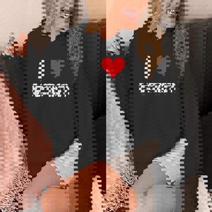 I Love Electricity ハート 電気技師ユーティリティ電気 パーカー