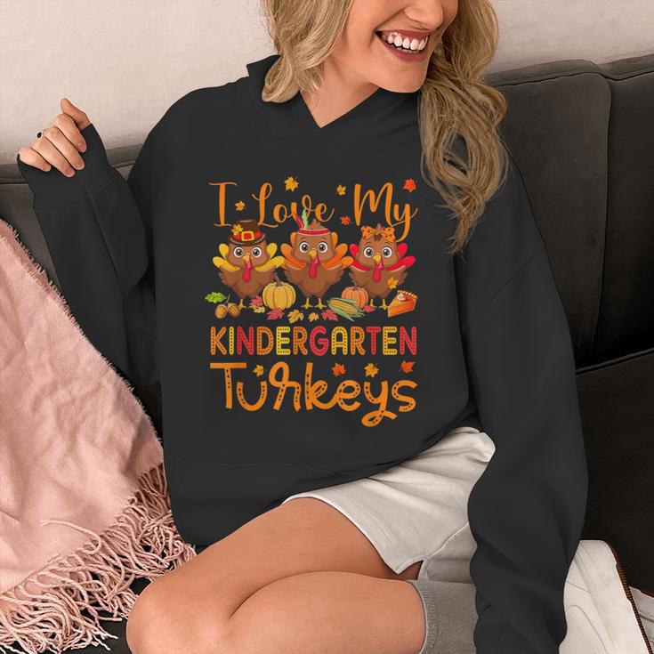 I Love My Kindergarten Turkeys Thanksgiving Teacher Students Unisex Hoodie, funny design