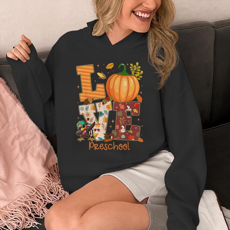 Love Preschool Teacher Turkey Thanksgiving Autumn Fall Unisex Hoodie, funny design
