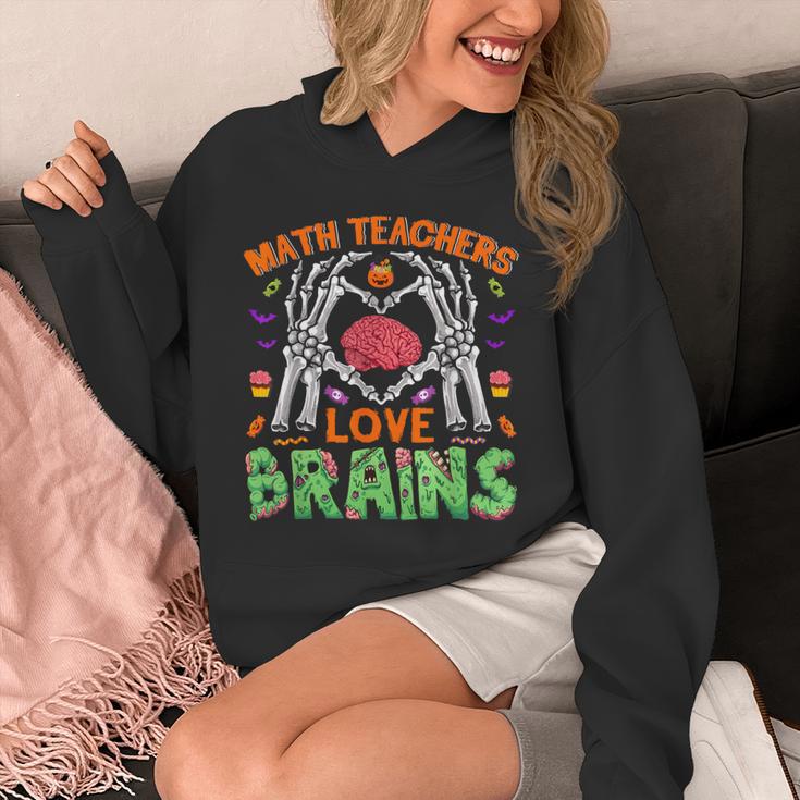 Math Teacher Love Brain Heart Skeleton Hand Zombie Halloween Unisex Hoodie, funny design