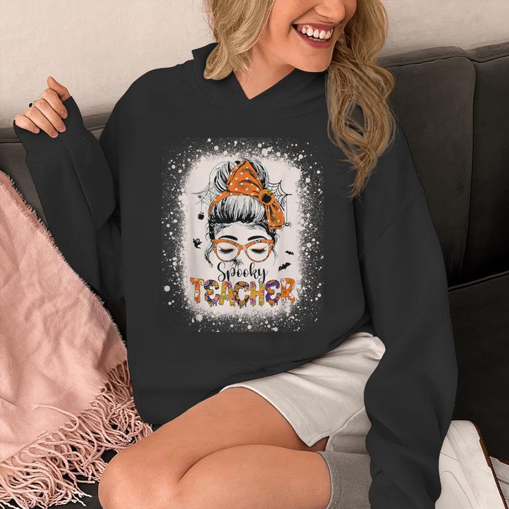 Messy Bun Spooky Teacher Bleached Halloween Teachers Unisex Hoodie, funny design Messy Bun Spooky Teacher Bleached Halloween Teachers Unisex Hoodie, funny design