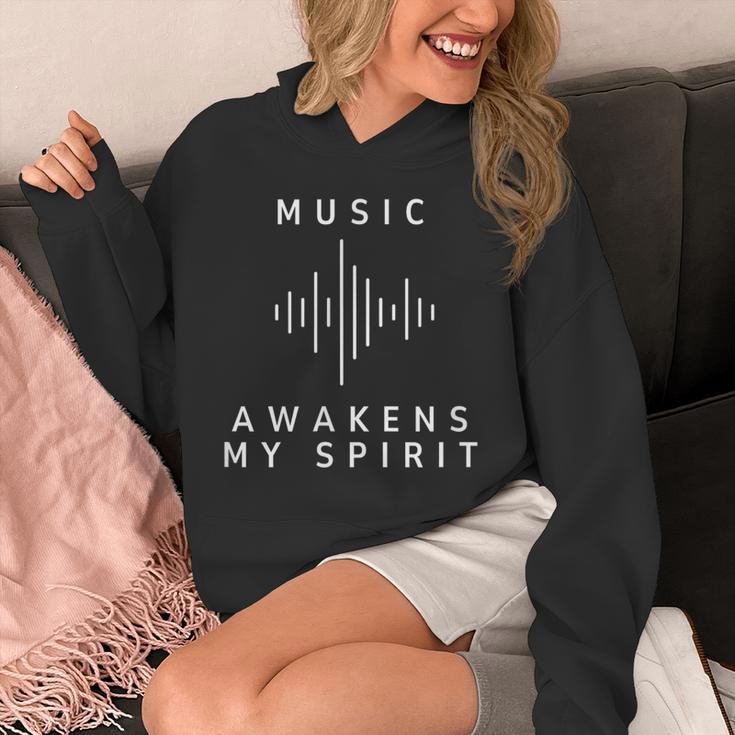 Music Awakens My Spirit Inspiring Musician Teacher Quote Unisex Hoodie, funny design