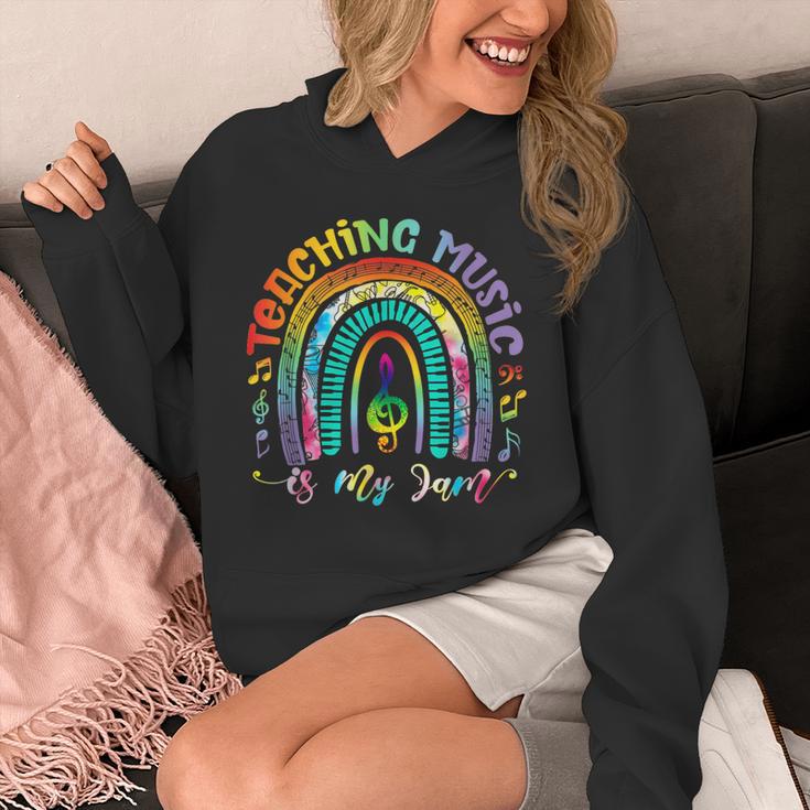 Musical Teacher Teaching Music Is My Jam Rainbow Tie Dye Unisex Hoodie, funny design
