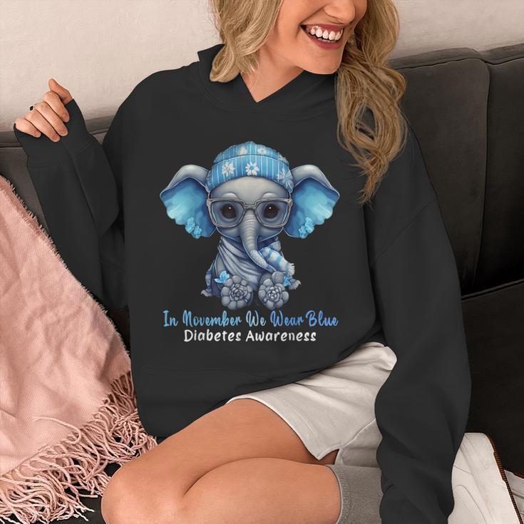 In November We Wear Blue Elephant Diabetes Awareness Unisex Hoodie