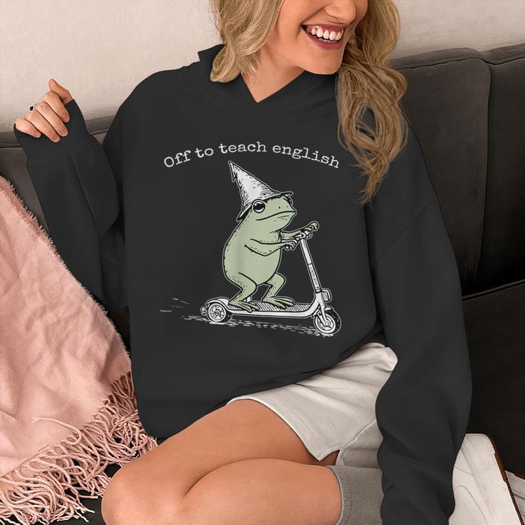 Off To Teach English Scooter Frog ESL Teacher Literature Unisex Hoodie, Esl Teacher Gifts, English Teacher Gifts, funny design Off To Teach English Scooter Frog ESL Teacher Literature Unisex Hoodie, Esl Teacher Gifts, English Teacher Gifts, funny design