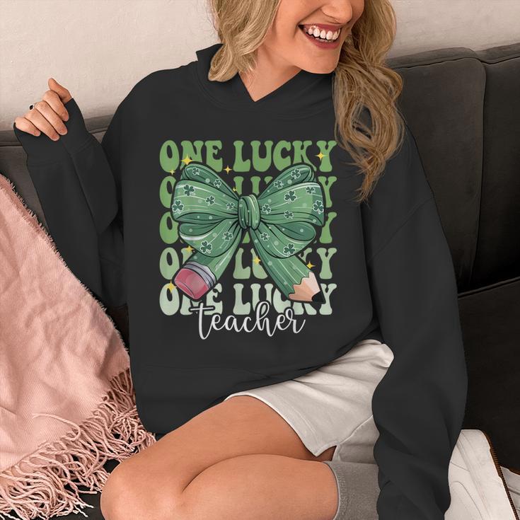 One Lucky Teacher Coquette Bow St Patricks Day Teacher Unisex Hoodie, funny design One Lucky Teacher Coquette Bow St Patricks Day Teacher Unisex Hoodie, funny design