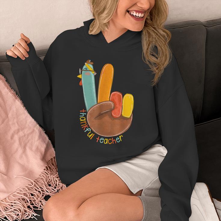 One Thankful Teacher Thanksgiving Turkey Peace Hand Sign Unisex Hoodie, funny design One Thankful Teacher Thanksgiving Turkey Peace Hand Sign Unisex Hoodie, funny design