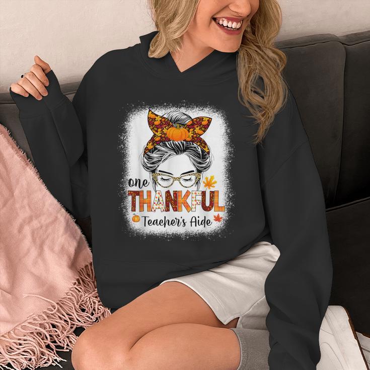 One Thankful Teacher's Aide Messy Bun Thanksgiving Fall Unisex Hoodie, funny design One Thankful Teacher's Aide Messy Bun Thanksgiving Fall Unisex Hoodie, funny design