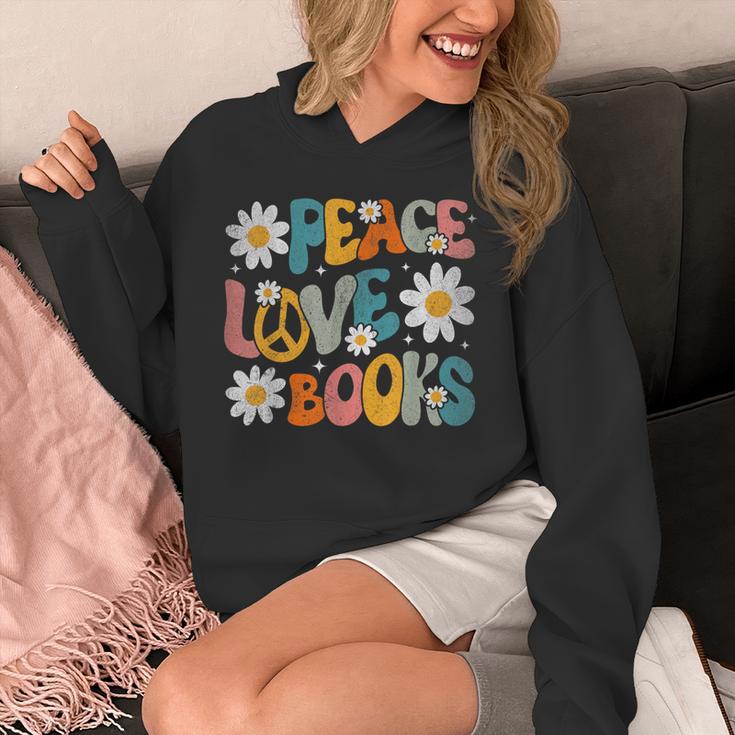 Peace Love Books Bookworm Librarian Reading Teacher Groovy Unisex Hoodie, Groovy Teacher Gifts, funny design Peace Love Books Bookworm Librarian Reading Teacher Groovy Unisex Hoodie, Groovy Teacher Gifts, funny design