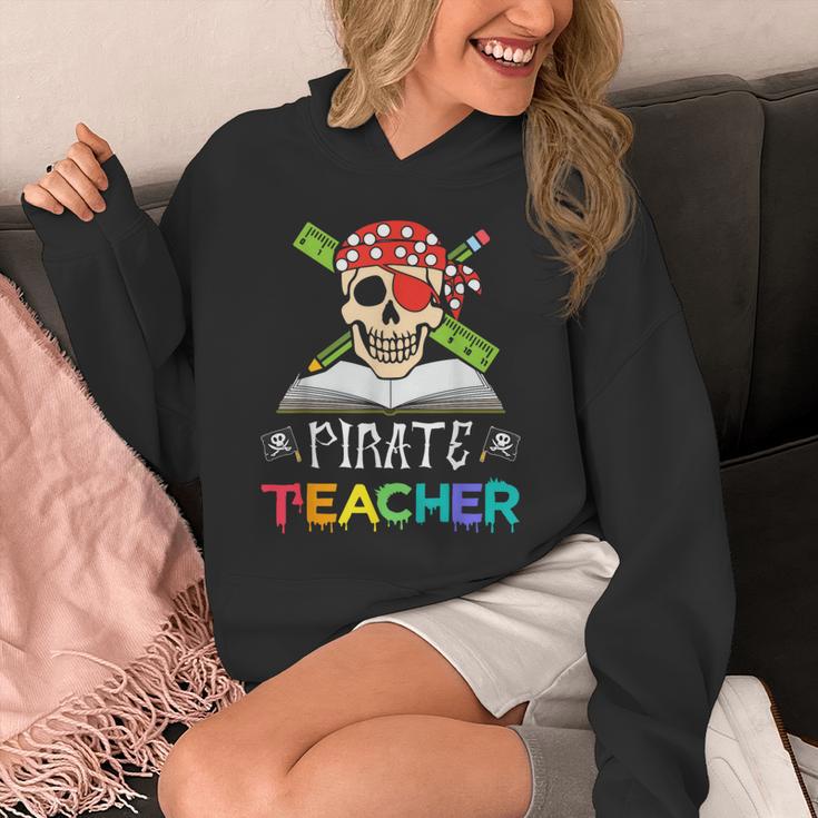 Pirate Teacher Halloween Skull Adult Unisex Hoodie, funny design