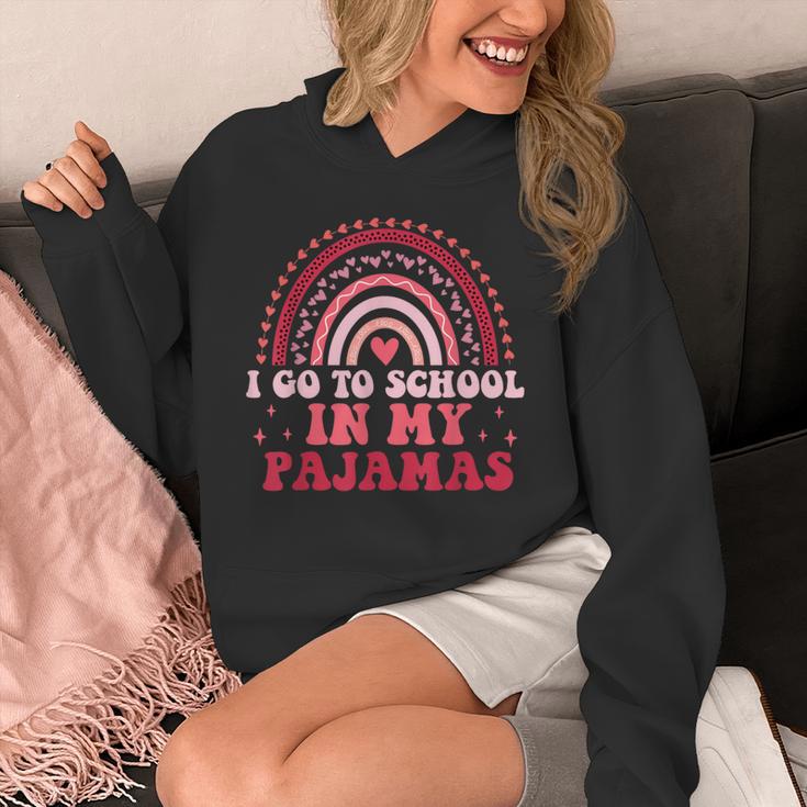 Rainbow Homeschool Mom Teacher I Go To School In My Pajamas Unisex Hoodie, Couple Gifts, funny design Rainbow Homeschool Mom Teacher I Go To School In My Pajamas Unisex Hoodie, Couple Gifts, funny design