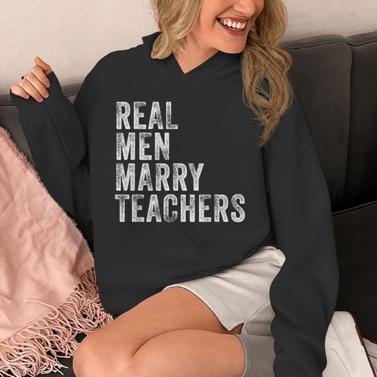 Real Men Marry Teachers Future Husband Wife Engagement Unisex Hoodie, funny design