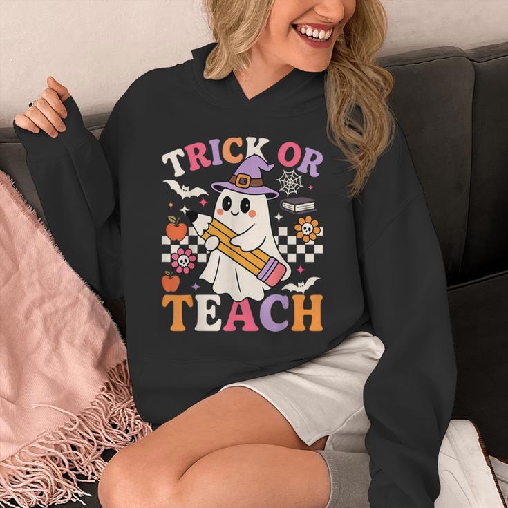 Retro Floral Ghost Trick Or Teach Groovy Teacher Halloween Unisex Hoodie, Groovy Teacher Gifts, funny design Retro Floral Ghost Trick Or Teach Groovy Teacher Halloween Unisex Hoodie, Groovy Teacher Gifts, funny design