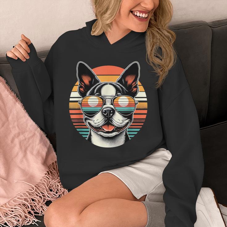 Retro Sunset Sunglasses Boston Terrier Boston Bull Bostie Unisex Hoodie, funny design