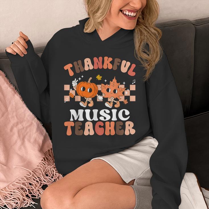 Retro Thankful Music Teacher Pumpkin Fall Thanksgiving Unisex Hoodie, funny design