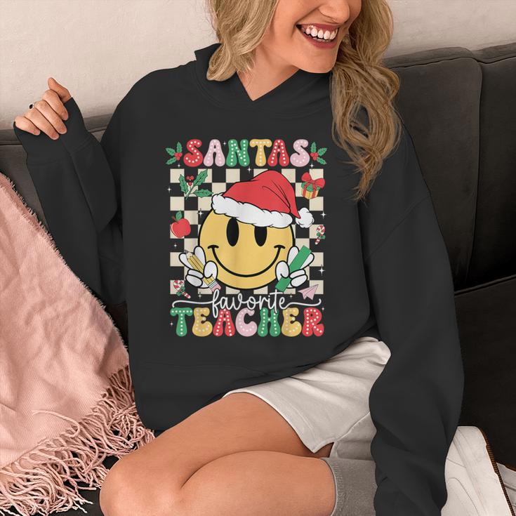 Santas Favorite Teacher Retro Groovy Smile Face Christmas Unisex Hoodie, Groovy Teacher Gifts, funny design Santas Favorite Teacher Retro Groovy Smile Face Christmas Unisex Hoodie, Groovy Teacher Gifts, funny design