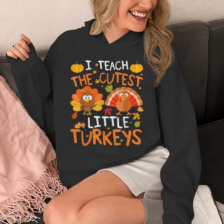 School Thankful I Teach The Cutest Little Turkeys Thanksgiving Teacher Unisex Hoodie, funny design
