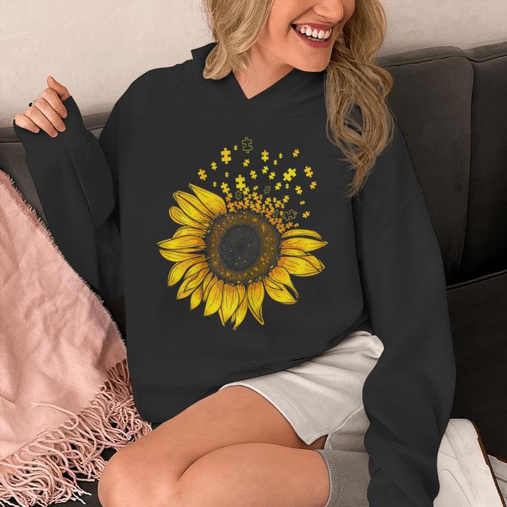 Sunflower Puzzle Pieces Autism Awareness For Mom Teacher For Women Unisex Hoodie, Couple Gifts, funny design