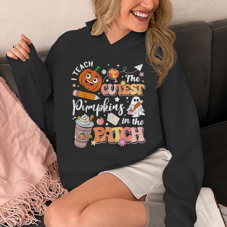 I Teach The Cutest Pumpkins In The Patch Halloween Teacher Unisex Hoodie, funny design