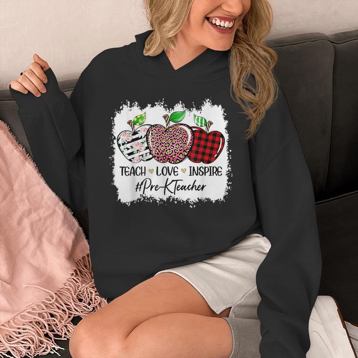Teach Love Inspire Pre-k Teacher Apple Leopard Red Plain Unisex Hoodie, funny design