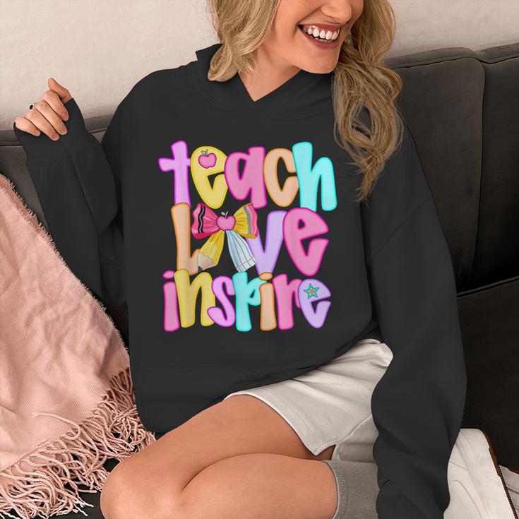 Teach Love Inspire Preppy Back To School Teacher Women Unisex Hoodie, funny design
