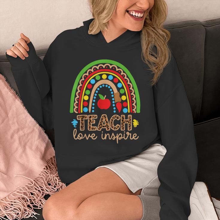 Teach Love Inspire Rainbow Leopard Cheetah Print Teacher Unisex Hoodie, funny design Teach Love Inspire Rainbow Leopard Cheetah Print Teacher Unisex Hoodie, funny design
