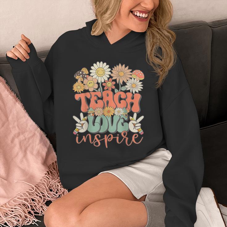 Teach Love Inspire Retro Groovy Daisy Back To School Teacher For Men Women Kids Unisex Hoodie, Groovy Teacher Gifts, funny design Teach Love Inspire Retro Groovy Daisy Back To School Teacher For Men Women Kids Unisex Hoodie, Groovy Teacher Gifts, funny design