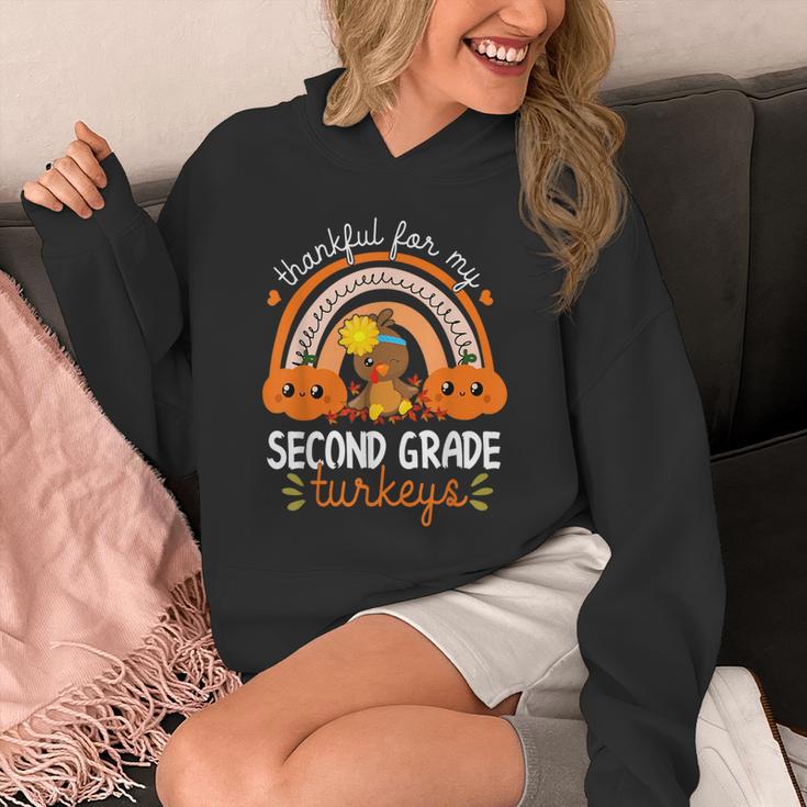 Teacher Thanksgiving Thankful For My Second Grade Turkeys Unisex Hoodie, funny design