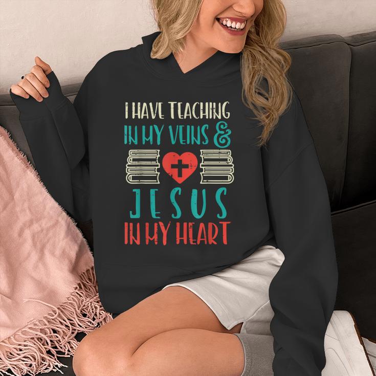 Teaching In My Veins Jesus In My Heart God Christian Teacher Unisex Hoodie, funny design