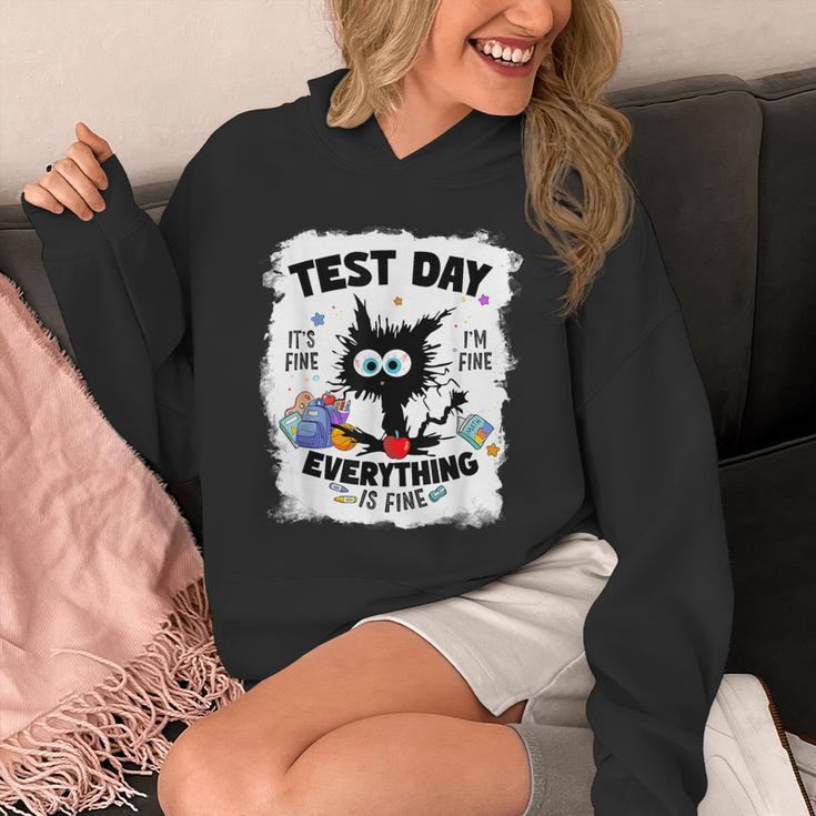 Test Day Stressed Cat Teacher Student Kids Testing Day Unisex Hoodie, funny design