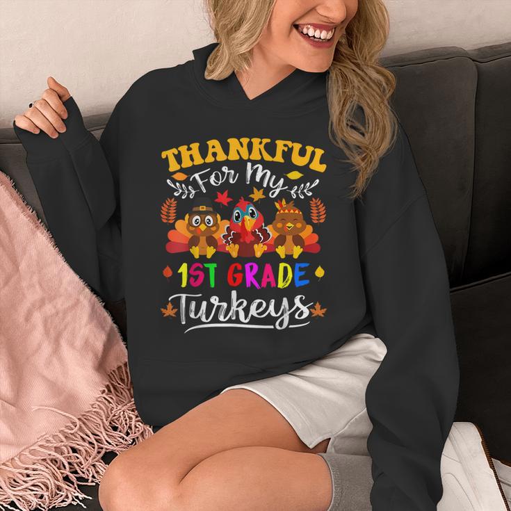 Thankful For My 1st Grade Turkeys Thanksgiving Teacher Fall Unisex Hoodie, funny design