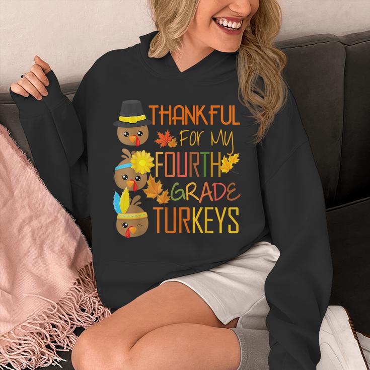 Thankful For My 4th Grade Turkey Thanksgiving Turkey Teacher Unisex Hoodie, 4th Grade Teacher Gifts, funny design