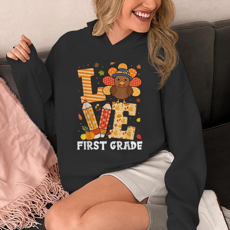 Thanksgiving Love First Grade Teacher Turkey Autumn Fall For Men Women Girls Kids Unisex Hoodie, First Grade Teacher Gifts, funny design