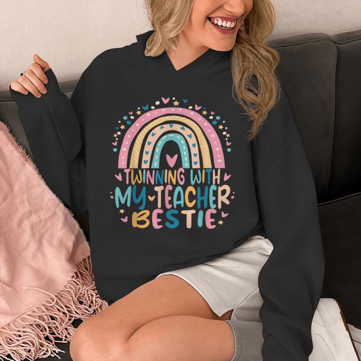 Twinning With My Teacher Bestie Rainbow Matching Teachers Unisex Hoodie, funny design Twinning With My Teacher Bestie Rainbow Matching Teachers Unisex Hoodie, funny design