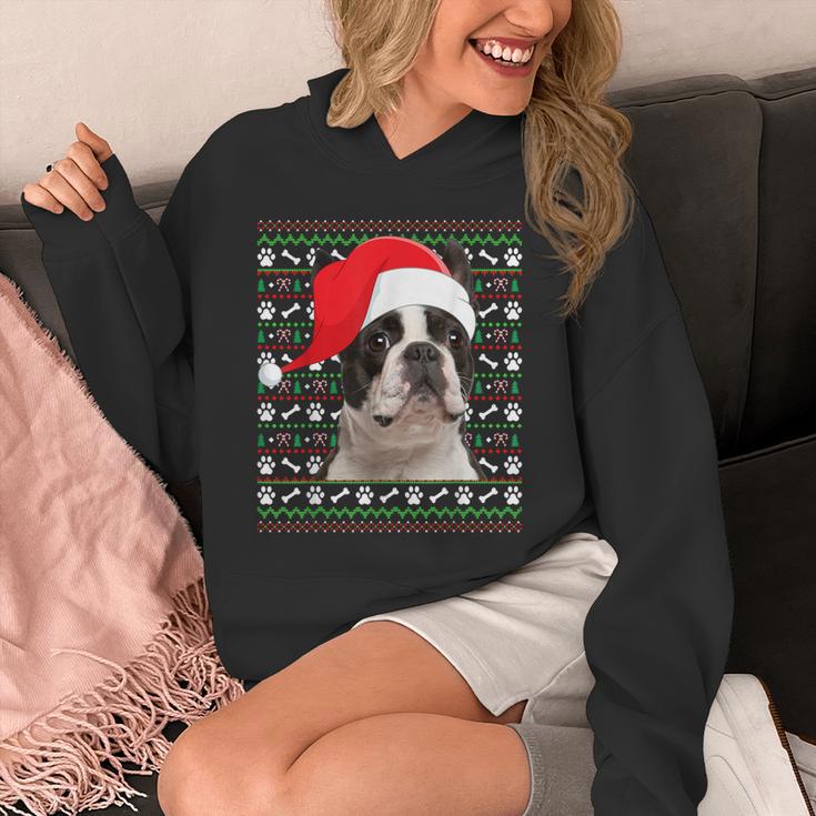 Ugly Xmas Sweater Santa Boston Terrier Dog Christmas For Men Women Kids Unisex Hoodie, Boston Terrier Christmas Gifts, funny design