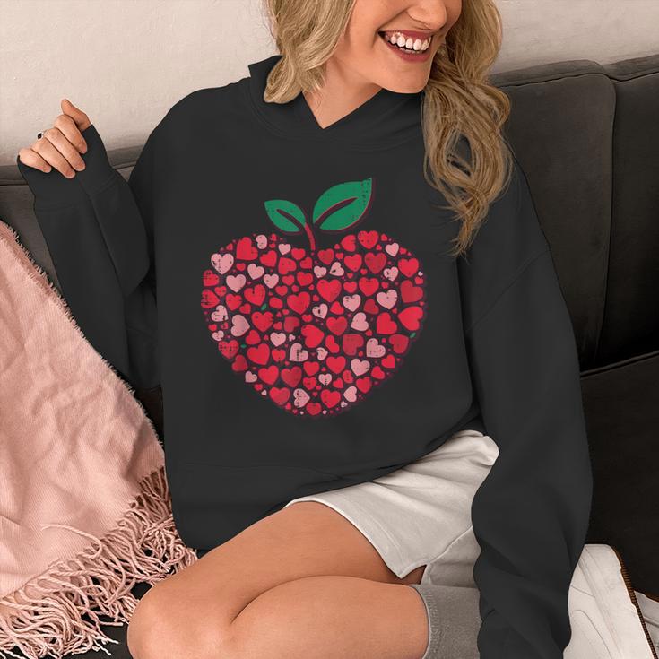 Valentines Day Teacher Hearts Apple Love Teach Women Men Unisex Hoodie, funny design