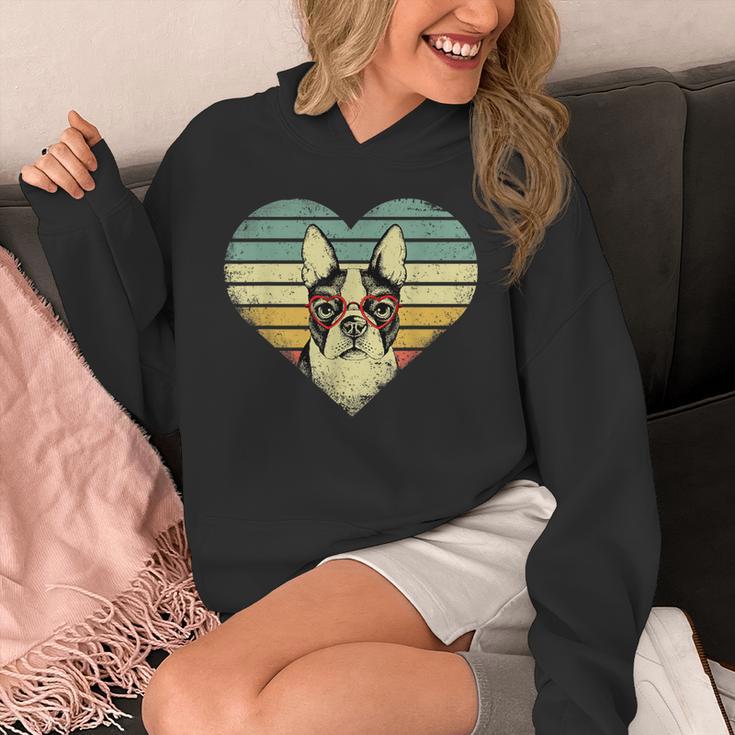 Vintage American Boston Terrier Lovers Valentine's Day Unisex Hoodie, American Boston Terrier Gifts, funny design